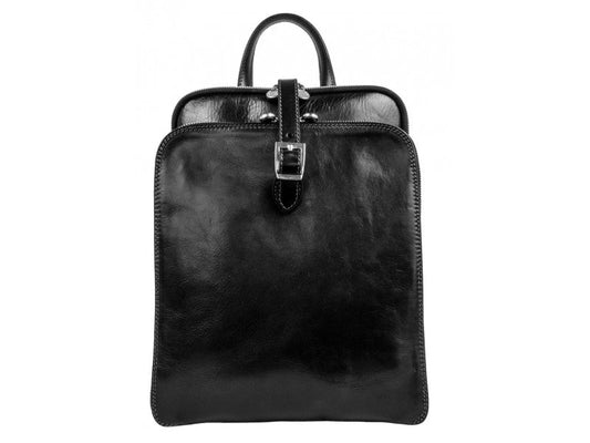 Schwarzer Lederrucksack - CLARISSA - alaabouch.de