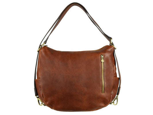 Braune Leder-Hobo-Tasche & Rucksack - CAROLINE - alaabouch.de