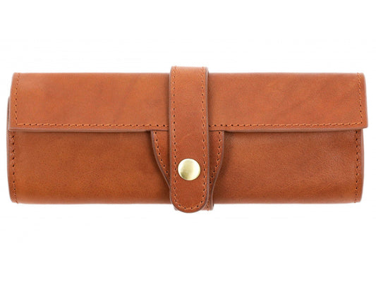 Bernsteinfarbenes Leder-Etui für Make-up, Pinsel oder Stifte - THE GIVER - alaabouch.de