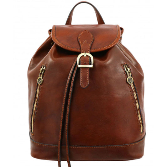 Brauner Lederrucksack für Damen - WHITE NOISE - alaabouch.de
